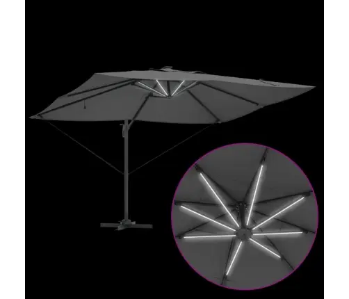 Kantleva Roma Päikesevarju Led -Ribatuledega Antratsiit Ja Must