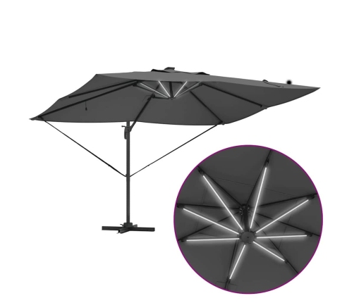 Cantilever Roma Saulessargs Ar Led Antracītā Krāsā, 352X251X265 Cm, No Alumīnija Vidaxl