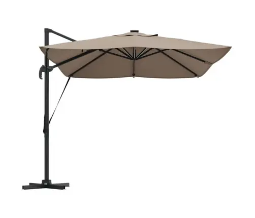 Novietojams Roma Saules Kantilevers Ar Led Gaismiņām, Taupe, 352X251X265 Cm, Alumīnija Vidaxl