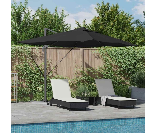 Cantilever Roma Lietussargs Ar Led, Melns, 352X251X265 Cm, No Alumīnija Vidaxl