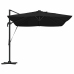 Cantilever Roma Lietussargs Ar Led, Melns, 352X251X265 Cm, No Alumīnija Vidaxl