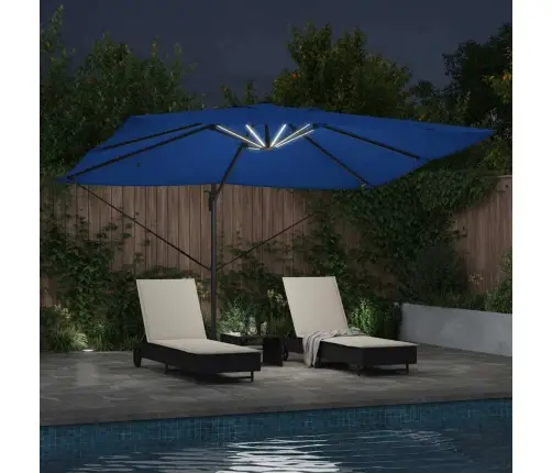 Cantilever Roma Saulessargs Ar Led, Zils, 352 X 251 X 265 Cm, No Alumīnija Vidaxl