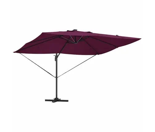 Cantilever Roma Parasol Ar Led Gaismām Bordeaux Sarkanā Krāsā 352X251X265 Cm Alumīnija Vidaxl