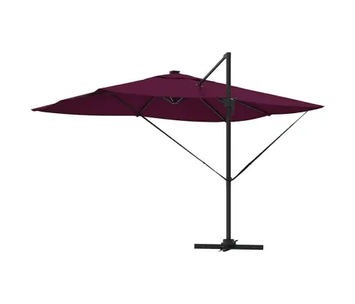 Cantilever Roma Parasol Ar Led Gaismām Bordeaux Sarkanā Krāsā 352X251X265 Cm Alumīnija Vidaxl
