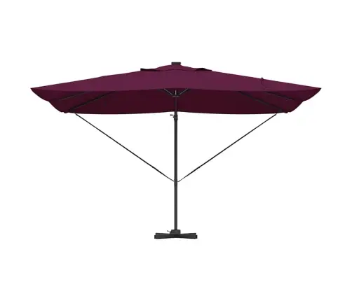 Cantilever Roma Parasol Ar Led Gaismām Bordeaux Sarkanā Krāsā 352X251X265 Cm Alumīnija Vidaxl