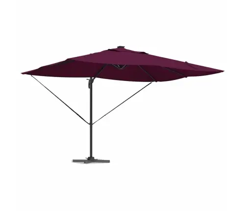 Cantilever Roma Parasol Ar Led Gaismām Bordeaux Sarkanā Krāsā 352X251X265 Cm Alumīnija Vidaxl