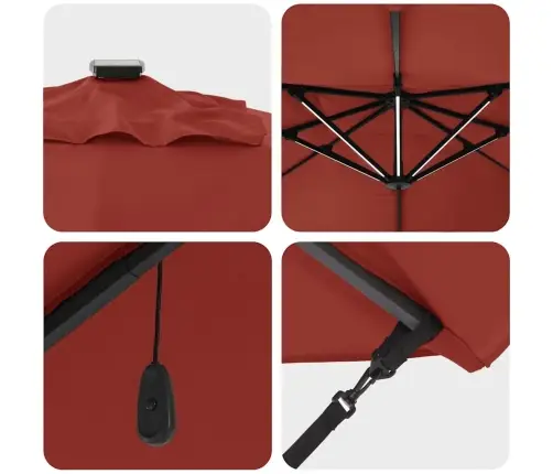 Cantilever Roma Saules Parasol Ar Led, 352 X 251 X 265 Cm, Alumīnija. Vidaxl Cantilever Roma Saules Parasol Ar Led, 352 X 251 X 265 Cm, Alumīnija. Vidaxl