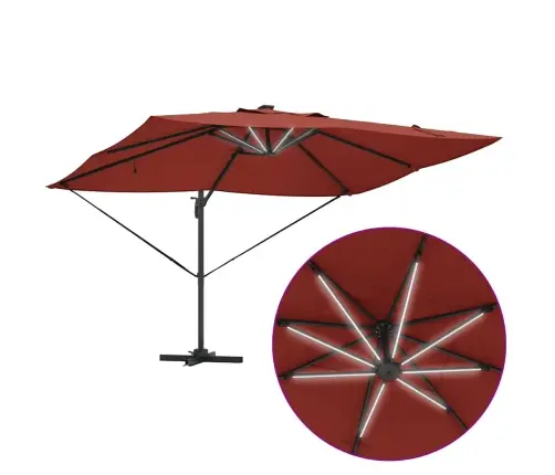 Cantilever Roma Saules Parasol Ar Led, 352 X 251 X 265 Cm, Alumīnija. Vidaxl Cantilever Roma Saules Parasol Ar Led, 352 X 251 X 265 Cm, Alumīnija. Vidaxl