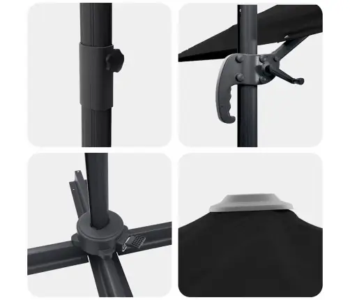 Cantilever Roma Parasol Melns 286X285X265 Cm Alumīnijs Vidaxl Cantilever Roma Parasol Melns 286X285X265 Cm Alumīnijs Vidaxl