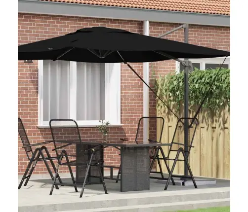 Cantilever Roma Parasol Melns 286X285X265 Cm Alumīnijs Vidaxl Cantilever Roma Parasol Melns 286X285X265 Cm Alumīnijs Vidaxl