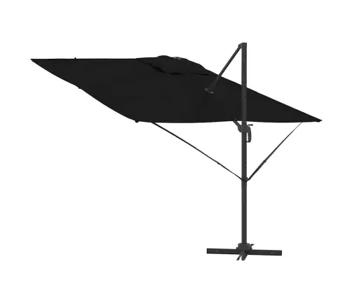 Cantilever Roma Parasol Melns 286X285X265 Cm Alumīnijs Vidaxl Cantilever Roma Parasol Melns 286X285X265 Cm Alumīnijs Vidaxl