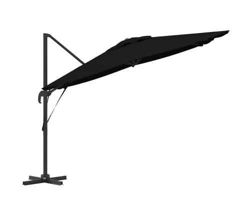 Cantilever Roma Parasol Melns 286X285X265 Cm Alumīnijs Vidaxl Cantilever Roma Parasol Melns 286X285X265 Cm Alumīnijs Vidaxl