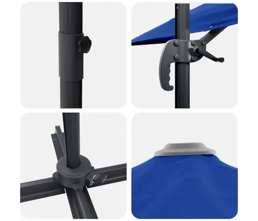 Lielais Roma Parasol, Zilā Krāsā, 286X285X265 Cm, Alumīnijs Vidaxl