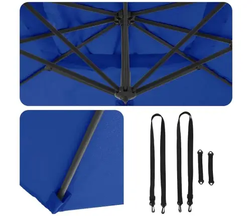 Lielais Roma Parasol, Zilā Krāsā, 286X285X265 Cm, Alumīnijs Vidaxl