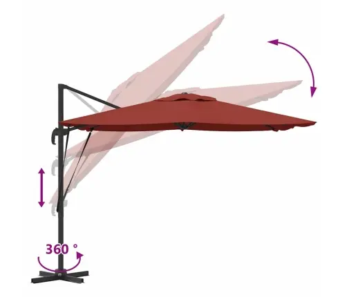 Cantilever Roma Parasols Terakota 286X285X265 Cm Alumīnijs Vidaxl