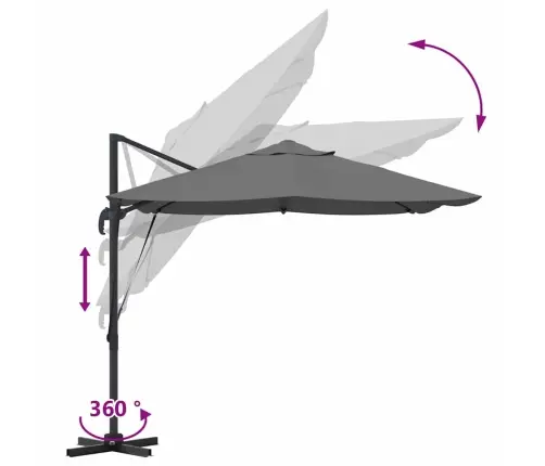 Cantilever Roma Saulessargs Antracītā, Izmēri: 352X251X260 Cm, Izgatavots No Alumīnija. Vidaxl