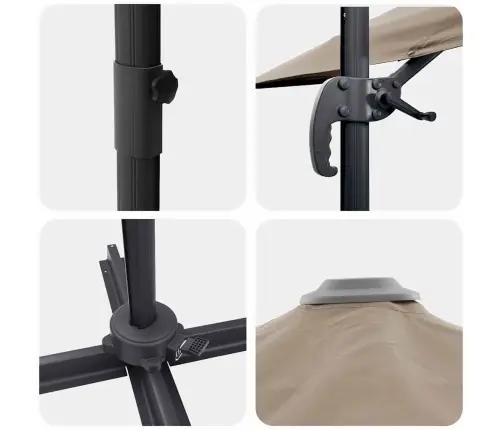 Roma Sānu Lietussargs Pelēkbrūnā Krāsā 352X251X260 Cm Alumīnijā Vidaxl