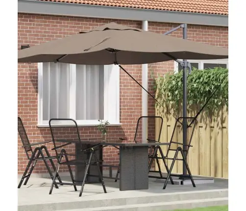 Roma Sānu Lietussargs Pelēkbrūnā Krāsā 352X251X260 Cm Alumīnijā Vidaxl