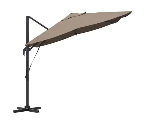 Roma Sānu Lietussargs Pelēkbrūnā Krāsā 352X251X260 Cm Alumīnijā Vidaxl