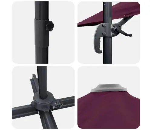 Kantleva Roma Päikesevarju Punane Ja Must 352 X 251 X 260 Cm