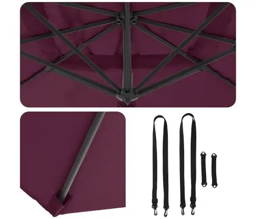 Kantleva Roma Päikesevarju Punane Ja Must 352 X 251 X 260 Cm