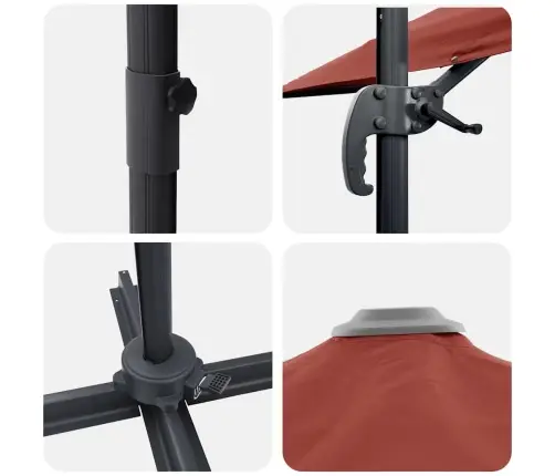 Roma Kantileveris Terakotas Krāsā 352X251X260 Cm No Alumīnija Vidaxl