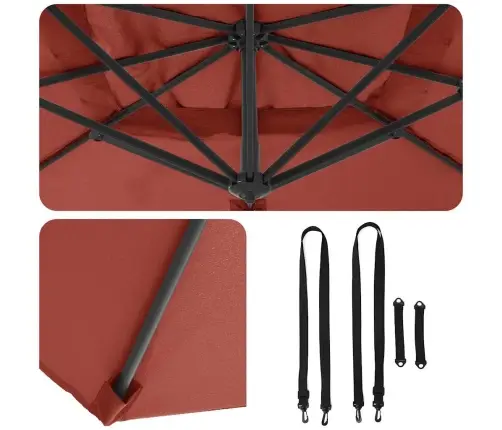 Roma Kantileveris Terakotas Krāsā 352X251X260 Cm No Alumīnija Vidaxl