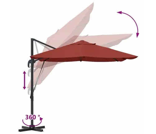 Roma Kantileveris Terakotas Krāsā 352X251X260 Cm No Alumīnija Vidaxl