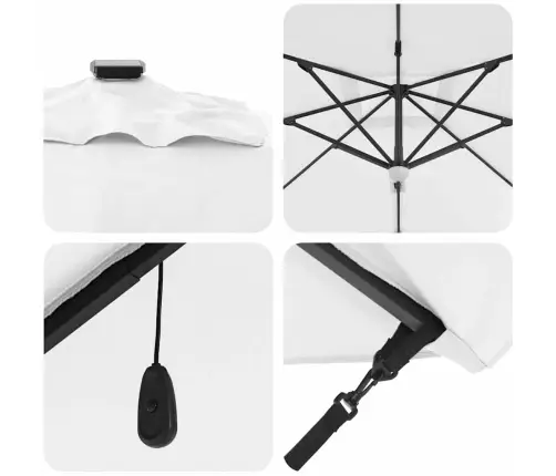 Cantilever Roma Saules Jumts Ar Led Gaismām Smilškrāsā, 286X285X270 Cm, Alumīnija Vidaxl