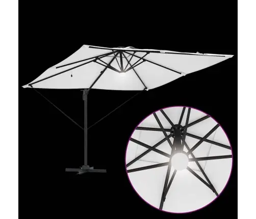 Cantilever Roma Saules Jumts Ar Led Gaismām Smilškrāsā, 286X285X270 Cm, Alumīnija Vidaxl