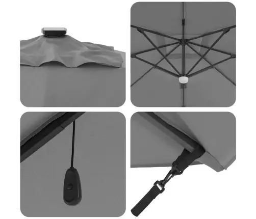 Kantilever Roma Parasol Antracīts Lieli Alumīnijs, Tērauds Vidaxl