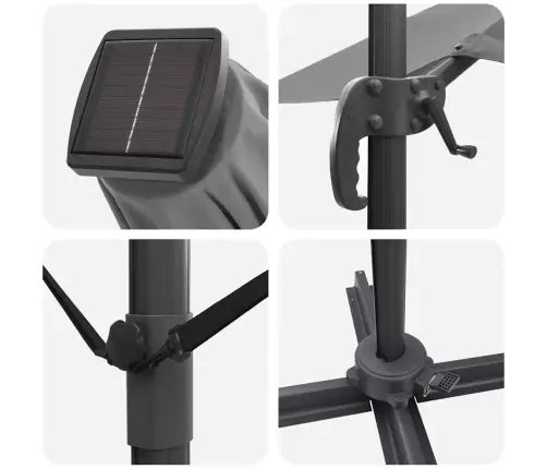 Kantilever Roma Parasol Antracīts Lieli Alumīnijs, Tērauds Vidaxl