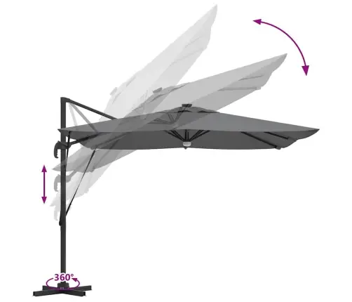 Kantilever Roma Parasol Antracīts Lieli Alumīnijs, Tērauds Vidaxl