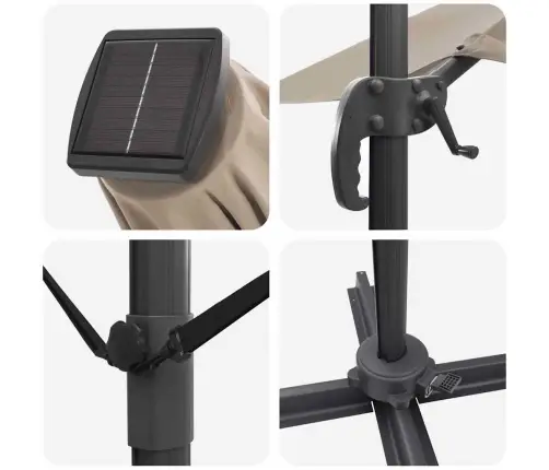 Cantilever Roma Parasol Ar Led Gaismām, Taupe Krāsā, 286 X 285 X 270 Cm, Alumīnija Vidaxl