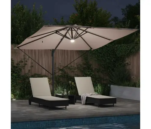 Cantilever Roma Parasol Ar Led Gaismām, Taupe Krāsā, 286 X 285 X 270 Cm, Alumīnija Vidaxl