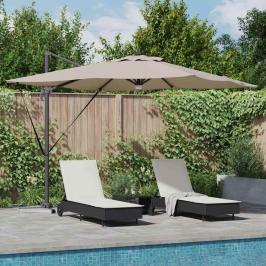 Roma Parasol Taupe 286 X 285 X 270 Cm Aliuminis Ir Poliesteris