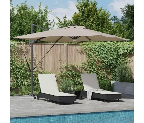 Cantilever Roma Parasol Ar Led Gaismām, Taupe Krāsā, 286 X 285 X 270 Cm, Alumīnija Vidaxl