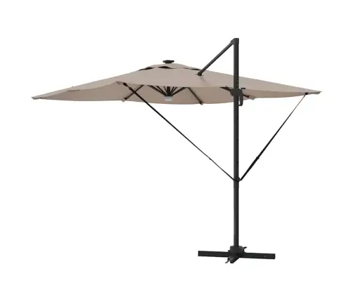 Cantilever Roma Parasol Ar Led Gaismām, Taupe Krāsā, 286 X 285 X 270 Cm, Alumīnija Vidaxl