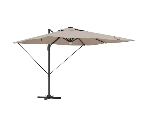 Cantilever Roma Parasol Ar Led Gaismām, Taupe Krāsā, 286 X 285 X 270 Cm, Alumīnija Vidaxl
