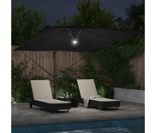 Cantilever Roma Saulespuķe Ar Led, Melna, 286 X 285 X 270 Cm, Alumīnija Vidaxl