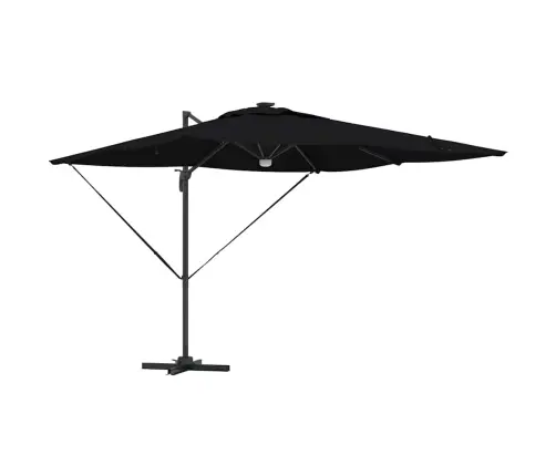 Cantilever Roma Saulespuķe Ar Led, Melna, 286 X 285 X 270 Cm, Alumīnija Vidaxl