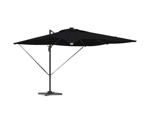 Cantilever Roma Saulespuķe Ar Led, Melna, 286 X 285 X 270 Cm, Alumīnija Vidaxl