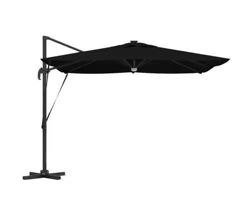 Cantilever Roma Saulespuķe Ar Led, Melna, 286 X 285 X 270 Cm, Alumīnija Vidaxl