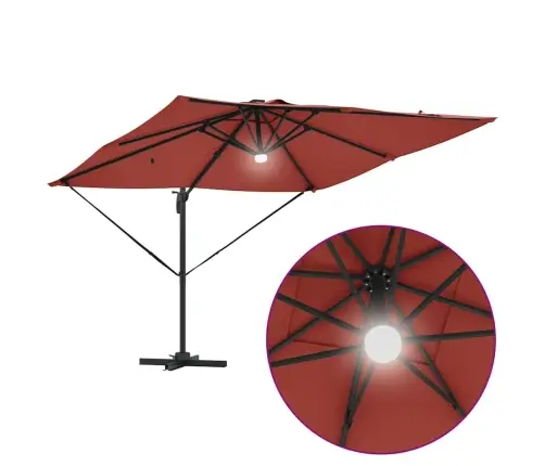 Tipa Roma Saules Aizsargs Ar Led, Terakota, Izmērs 286 X 285 X 270 Cm, Alumīnijs Vidaxl