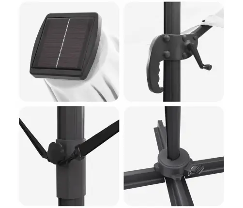 Cantilever Roma Saules Šķērsli Ar Led Gaismām, Smilšu Krāsa, 352X251X265 Cm, Alumīnijs Vidaxl