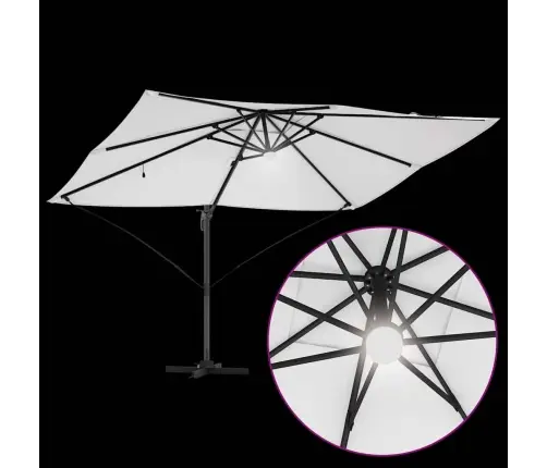 Cantilever Roma Saules Šķērsli Ar Led Gaismām, Smilšu Krāsa, 352X251X265 Cm, Alumīnijs Vidaxl