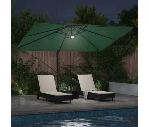 Pārvietojamais Roma Saulessargs Ar Led, Zaļš, 352X251X265 Cm, Alumīnijs Vidaxl Pārvietojamais Roma Saulessargs Ar Led, Zaļš, 352X251X265 Cm, Alumīnijs Vidaxl