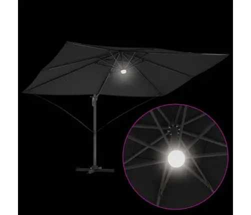 Cantilever Roma Saules Sargs Ar Led, Melns, 352X251X265 Cm, Alumīnijs. Vidaxl