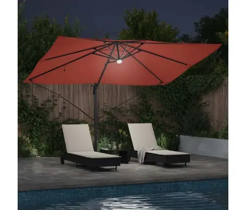 Kantevētāja Roma Saules Sargs Ar Led Gaismām, Terrakota, 352X251X265 Cm, Alumīnijs Vidaxl Kantevētāja Roma Saules Sargs Ar Led Gaismām, Terrakota, 352X251X265 Cm, Alumīnijs Vidaxl