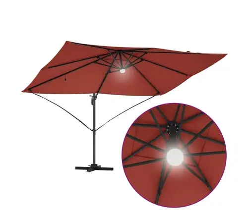 Kantevētāja Roma Saules Sargs Ar Led Gaismām, Terrakota, 352X251X265 Cm, Alumīnijs Vidaxl Kantevētāja Roma Saules Sargs Ar Led Gaismām, Terrakota, 352X251X265 Cm, Alumīnijs Vidaxl